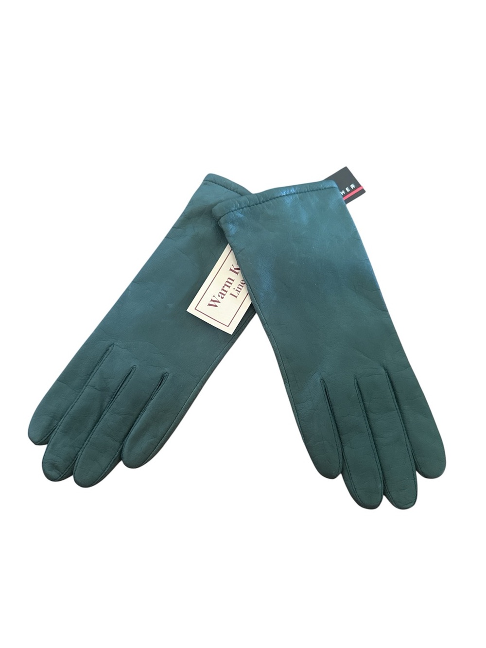 Fownes NWT warm knit Women's green Leather Gloves 8 1/2